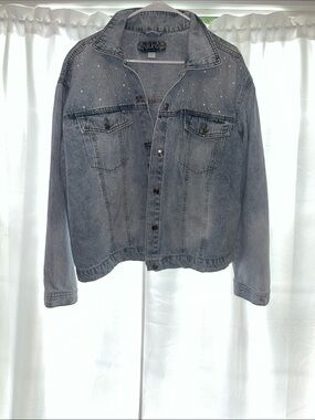 Maurices Light Wash Denim Jacket with Stud Detail